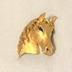 Signed Crown Trifari Horse Head Pin Brooch